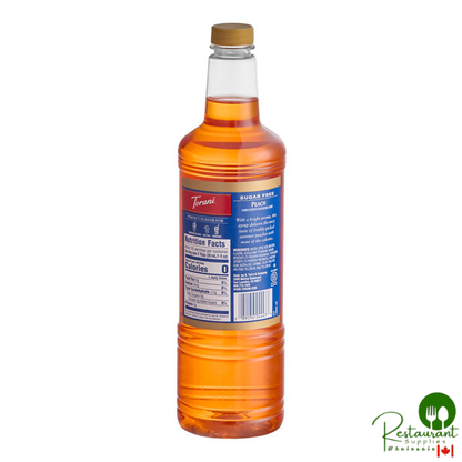 Torani Sugar-Free Peach Flavoring / Fruit Syrup Plastic Bottle 1 Liter - 6/Case