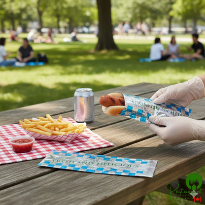 Bagcraft 4" x 2" x 10" Printed "Fresh and Delicious" Foil Meal Bag - 1,000/Case