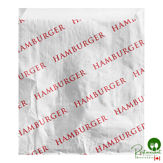 Bagcraft 6" x 3/4" x 6 1/2" Printed Foil Hamburger Bag - 1,000/Case