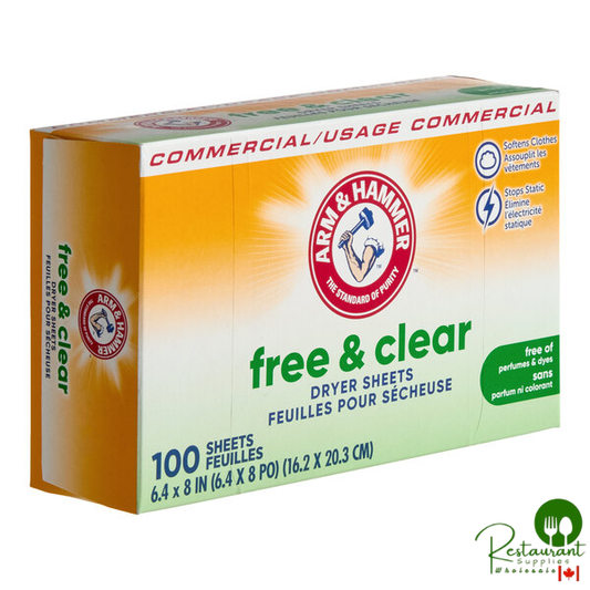 Arm & Hammer® 100-Count Free & Clear Dryer Sheets - 6/Case
