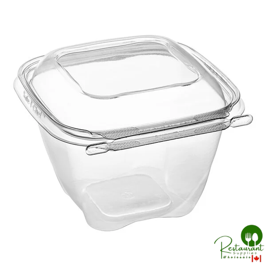 Inline Plastics Safe-T-Chef 32 oz. Tamper-Resistant, Tamper-Evident Square Hinged Container with Dome Lid - 224/Case