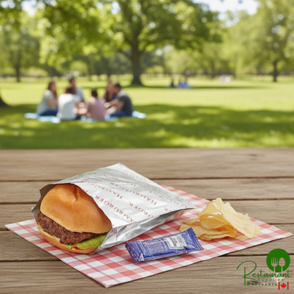 Bagcraft 6" x 3/4" x 6 1/2" Printed Foil Hamburger Bag - 1,000/Case