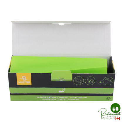 Matfer Bourgeat 165007 23 1/4" Heavy-Duty High Heat Disposable Green Pastry Bag - 100/Roll