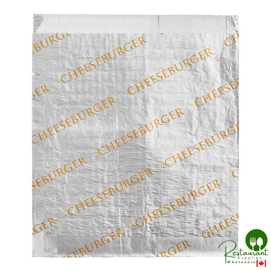 Bagcraft 6" x 3/4" x 6 1/2" Printed Foil Honeycomb Insulated Cheeseburger Bag - 1,000/Case
