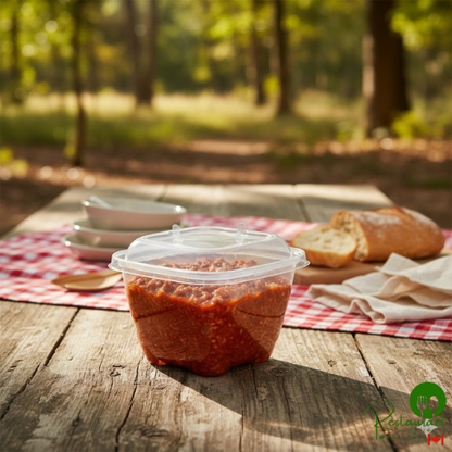 Inline Plastics Safe-T-Chef 32 oz. Tamper-Resistant, Tamper-Evident Vented Square Hinged Container with Dome Lid - 224/Case