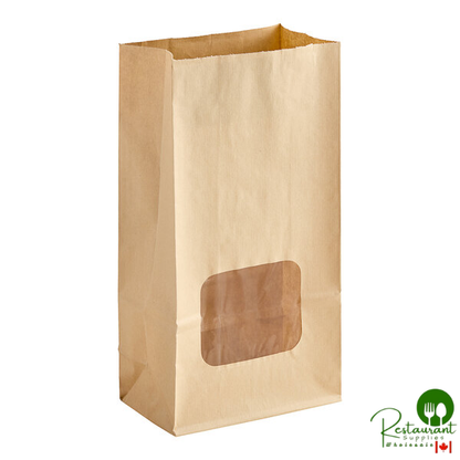 Bagcraft 7 1/2" x 4 1/4" x 14 5/8" Natural Tortilla Chip / Snack Bag with Window - 250/Case