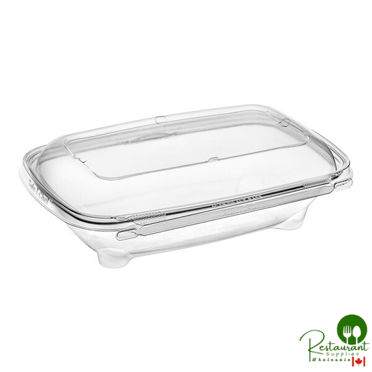 Inline Plastics Safe-T-Chef 35 oz. Tamper-Resistant, Tamper-Evident Vented Rectangular Hinged Container with Dome Lid - 128/Case