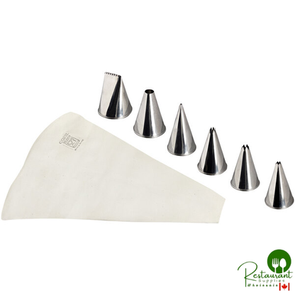 Gobel 7-Piece Stainless Steel Icing Tip with Cotton Piping Bag Set 889151