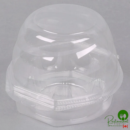 Inno-Pak Swirl Dome 1 Compartment Hinged Clear Cupcake Container - 270/Case