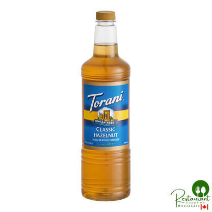 Torani Sugar-Free Classic Hazelnut Flavoring Syrup Plastic Bottle 1 Liter - 6/Case