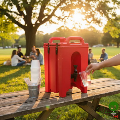 Cambro 100LCD158 Camtainer® 1.5 Gallon Hot Red Insulated Beverage Dispenser
