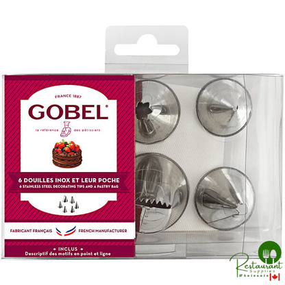 Gobel 7-Piece Stainless Steel Icing Tip with Cotton Piping Bag Set 889151