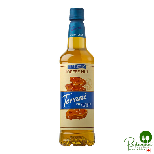 Torani Puremade Zero Sugar Toffee Nut Flavoring Syrup 750 mL Plastic Bottle - 4/Case
