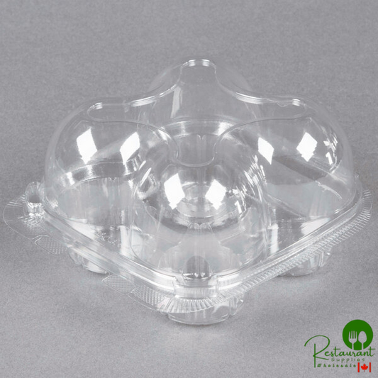 Inno-Pak 4 Compartment Clear Hinged High Dome Cupcake Container - 225/Case
