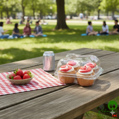 Inno-Pak 4 Compartment Clear Hinged High Dome Cupcake Container - 225/Case