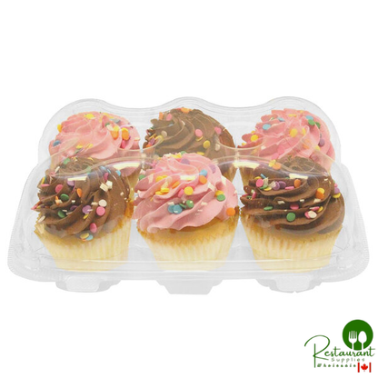 Inno-Pak 6 Compartment Clear Hinged High Dome Cupcake Container - 150/Case