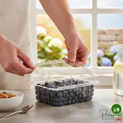 D&W Fine Pack 1 Qt. Clear PET Plastic Clamshell Produce / Berry Container - 400/Case