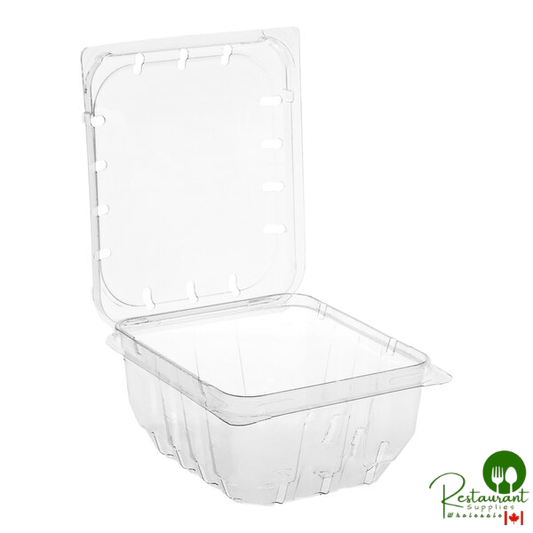 D&W Fine Pack 12 oz. Clear Vented Rim PET Plastic Clamshell Produce / Berry Container - 450/Case