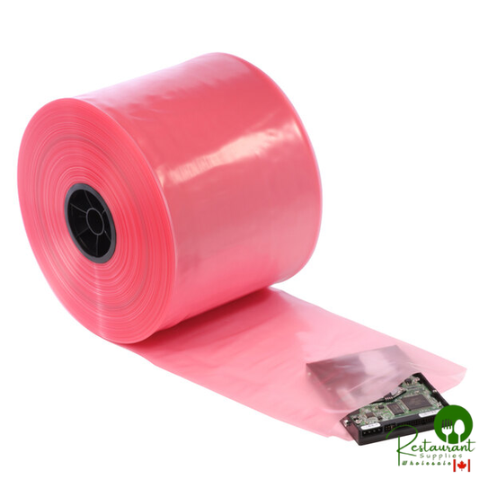 10" x 750' 4 Mil Pink Anti-Static Polyethylene Layflat Tubing on a Roll by prime