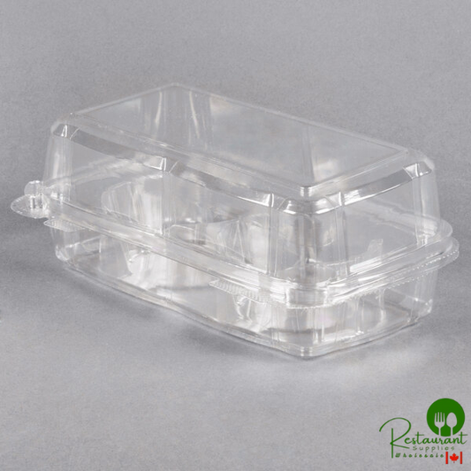 Inno-Pak 2 Compartment Clear Hinged Cupcake / Muffin Container - 240/Case