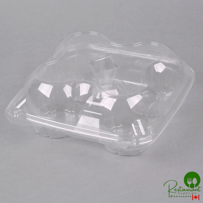 Inno-Pak 4 Compartment Clear Hinged Dome Muffin Container - 200/Case