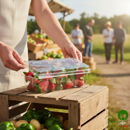 D&W Fine Pack 53 oz. Clear Vented Rim PET Plastic Clamshell Produce / Berry Container - 320/Case