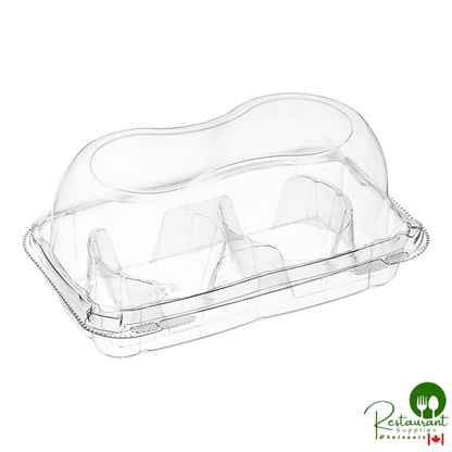 Inno-Pak 8" x 5 1/4" x 3 13/16" Dome 2-Compartment Hinged Clear Cupcake Container - 220/Case