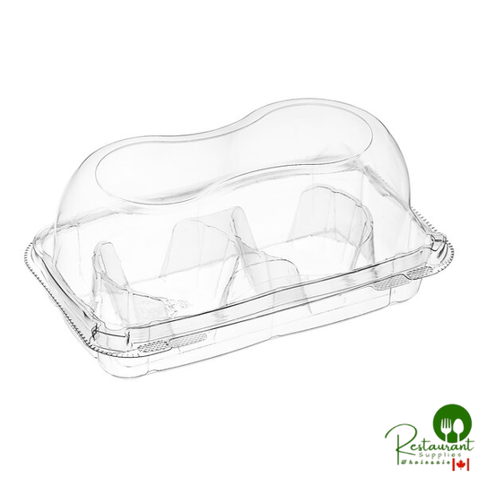 Inno-Pak 8" x 5 1/4" x 3 13/16" Dome 2-Compartment Hinged Clear Cupcake Container - 220/Case