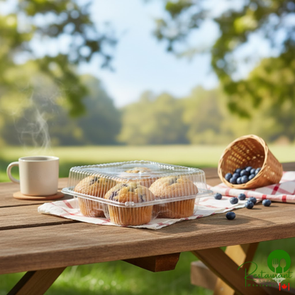 Polar Pak 02086 4 Compartment Clear OPS Hinged Cupcake / Muffin Container - 300/Case