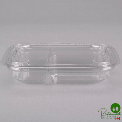 Placon 13 oz. Tamper Evident Tamper Resistant Recycled PET 3 Compartment Clear Take Out Container - 200/Case