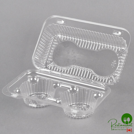Polar Pak 2126 2 Compartment Hinged Clear Muffin Takeout Container - 250/Case