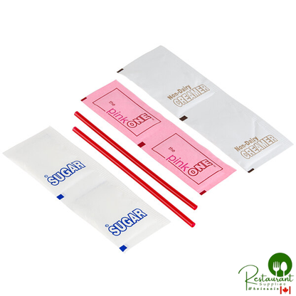 Double Serving Hot Beverage Condiment Kit with Black / Gold Packaging - 500/Case