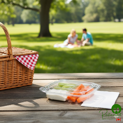 Placon 13 oz. Tamper Evident Tamper Resistant Recycled PET 3 Compartment Clear Take Out Container - 200/Case