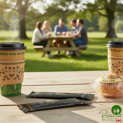 Double Serving Hot Beverage Condiment Kit with Black / Gold Packaging - 500/Case