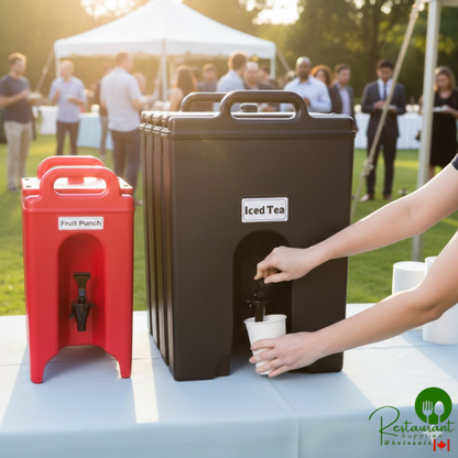 Cambro 1000LCD110 Camtainer® 11.75 Gallon Black Insulated Beverage Dispenser