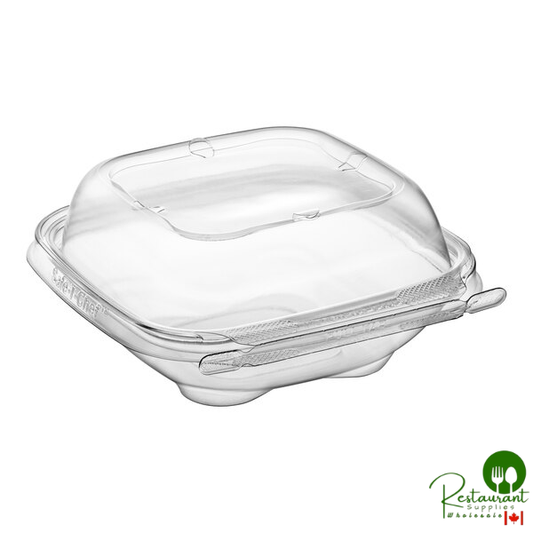 Inline Plastics Safe-T-Chef 12 oz. Tamper-Resistant, Tamper-Evident Vented Square Hinged Container with Dome Lid - 264/Case