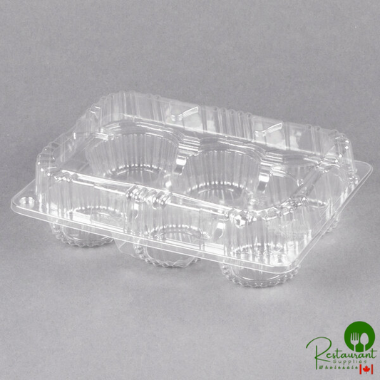 Polar Pak 2466 6 Compartment Low Dome Clear Hinged Cupcake / Muffin Takeout Container - 500/Case