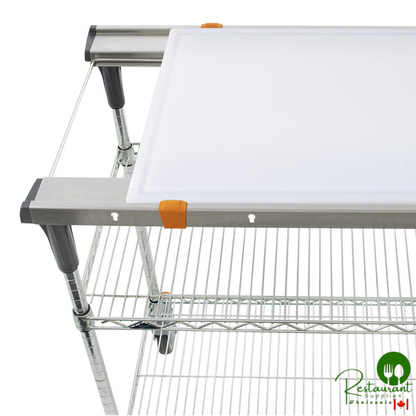 Metro MS1824-BRBR-PK1 PrepMate MultiStation with Cutting Board and Brite Zinc Wire Shelving - 26" x 19 3/8" x 39 1/8"