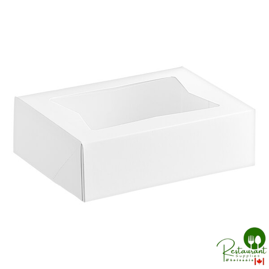 8" x 5 3/4" x 2 1/2" White Customizable Auto-Popup Window Cake / Bakery Box By Prime- 200/Case