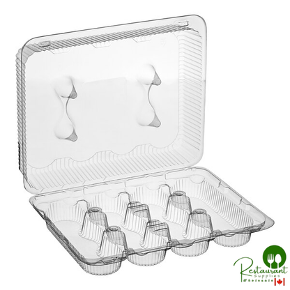 Polar Pak Clear Plastic 12-Compartment Muffin / Cupcake Hinged Container - 100/Case