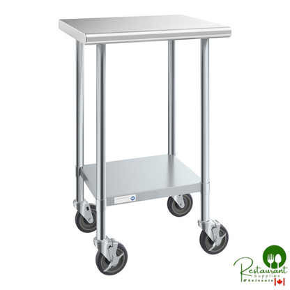 Steelton 24" x 24" 18 Gauge 430 Stainless Steel Work Table with Undershelf and Casters