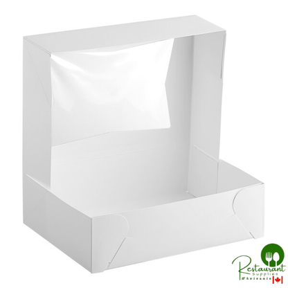 14" x 10" x 4" White Customizable Quarter Sheet Auto-Popup Window Cake / Bakery Box By Prime- 100/Case