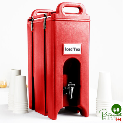 Cambro 500LCD158 Camtainer® 4.75 Gallon Hot Red Insulated Beverage Dispenser