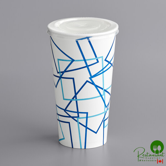 32 oz. Poly Paper Cold Cup and Flat Straw Slot Lid By Prime - 100/Pack