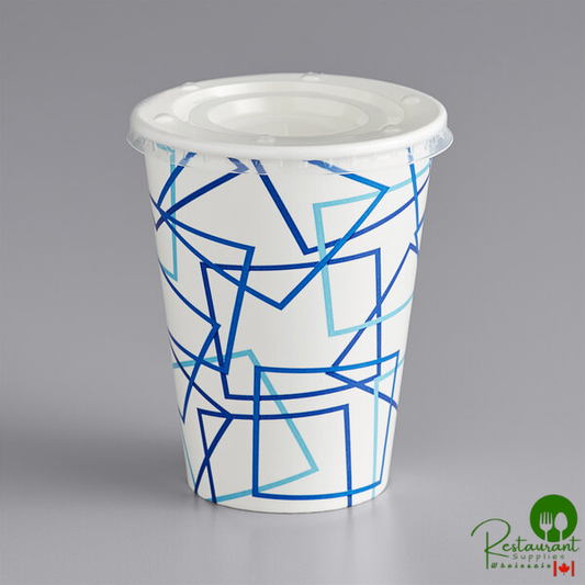12 oz. Poly Paper Cold Cup and Flat Straw Slot Lid By Prime - 100/Pack