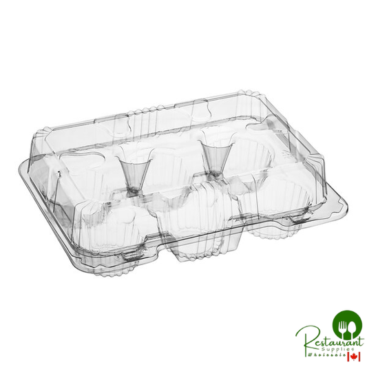 Polar Pak Clear Plastic 6-Compartment Shallow Muffin / Cupcake Hinged Container - 250/Case