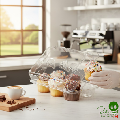 Polar Pak Clear Plastic 6-Compartment Shallow Muffin / Cupcake Hinged Container - 250/Case