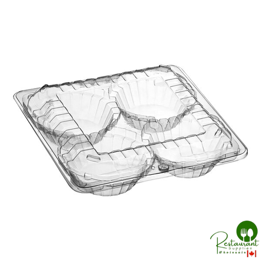 Clear Plastic 6-Compartment Shallow Muffin / Cupcake Hinged Container - 250/Case