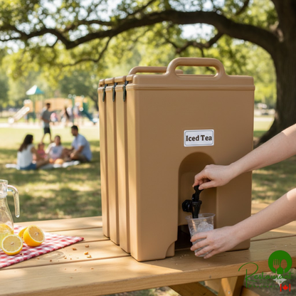 Cambro 1000LCD157 Camtainer® 11.75 Gallon Coffee Beige Insulated Beverage Dispenser