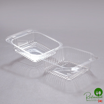 Dart PET20UTD StayLock® 5 1/4" x 5 5/8" x 3 1/4" Clear Hinged PET Plastic 5" Square Deep Base Container - 500/Case